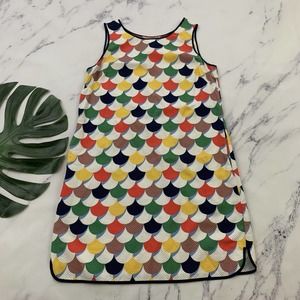 Boden Phyllis Summer Sheath Dress Size 8 Rainbow Colorful Scallop Scale Pockets